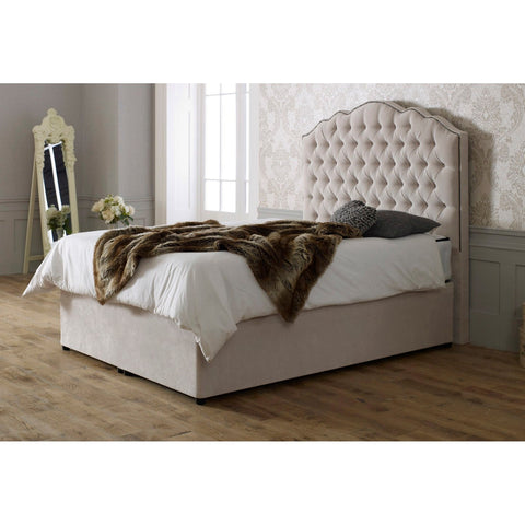 Amelia Bespoke Traditional Chesterfield Buttoned Tall Headboard Divan Bed Base with Mattress Options-Divan Bed-Chic Concept
