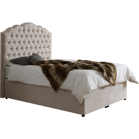 Amelia Bespoke Traditional Chesterfield Buttoned Tall Headboard Divan Bed Base with Mattress Options-Divan Bed-Chic Concept