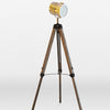 Vintage Metal Wood Large Tripod Floor Standing Lamp-Floor Lamp-Chic Concept