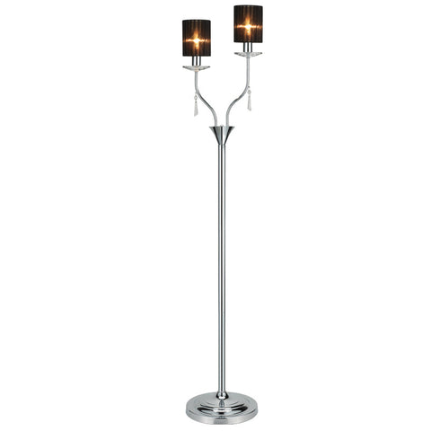 Stockholm Candle Chrome Metal Floor Lamp With Black Shades-Floor Lamp-Chic Concept