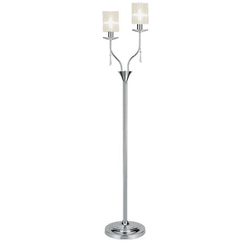 Stockholm Candle Chrome Metal Floor Lamp With White Shades-Floor Lamp-Chic Concept