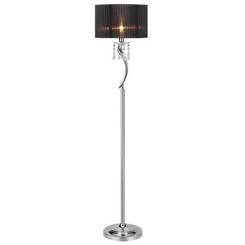Porto Tall Chrome Metal Floor Lamp with Black Shade-Floor Lamp-Chic Concept