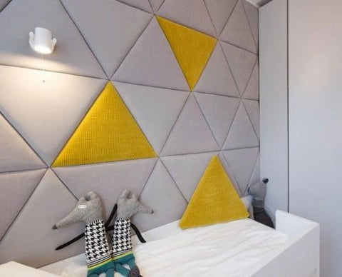 Triangular Shape Design Fabric Upholstered Wall Mounted Headboard Wall Panels-Wall Panels-Chic Concept