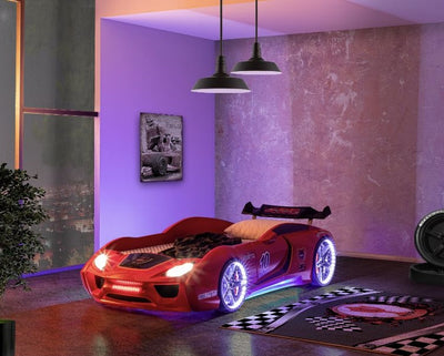Vento Children's Novelty Kids Red Racing Car Bed with LED Lights, Sound & Bluetooth-Children's Bed-Chic Concept