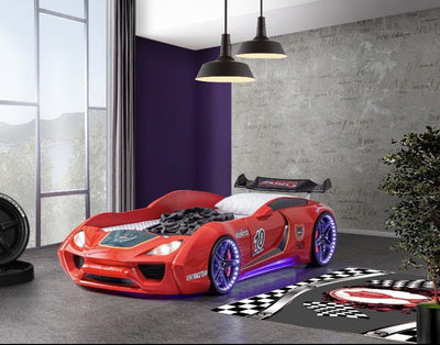 Vento Children's Novelty Kids Red Racing Car Bed with LED Lights, Sound & Bluetooth-Children's Bed-Chic Concept