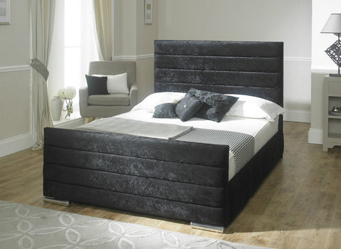 Horizontal Line Upholstered Sleigh Bed-Bed-Chic Concept