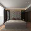 New Bespoke Chevron Geometric Aluminium Metal Gold Strip Design Wall Mounted Fabric Upholstered Wall Board Headboard-Bed-Chic Concept