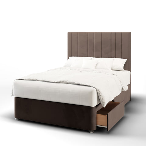 Havana Multi Vertical Panels Headboard Divan Bed Base with Mattress Options-Divan Bed-Chic Concept