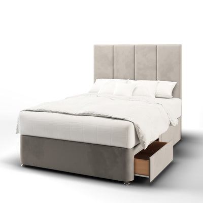 Brooklyn Four Panel Headboard Divan Bed Base with Mattress Options-Divan Bed-Chic Concept