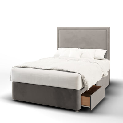 Victoria Plain Border Tall Headboard Divan Bed Base with Mattress Options-Divan Bed-Chic Concept