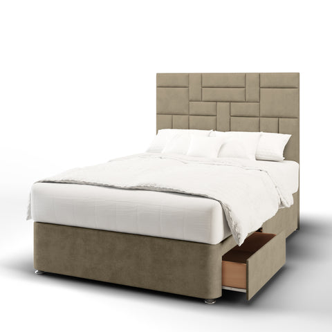 Abstract Multi Panel Design Bespoke Headboard Divan Bed Base with Mattress Options-Divan Bed-Chic Concept