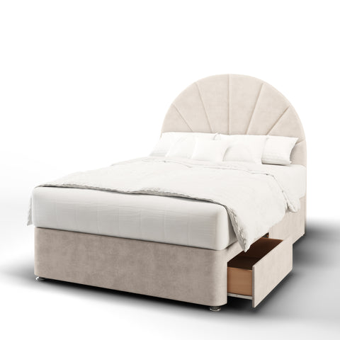 Bilbao Half Moon Vertical Lines Headboard Divan Bed Base with Mattress Options-Divan Bed-Chic Concept
