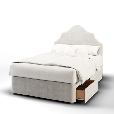 Ophelia Bespoke Headboard Divan Bed Base with Mattress Options-Divan Bed-Chic Concept