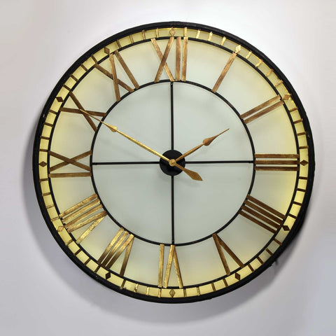 Black and Gold Back Lit Glass "Westminster" Wall Clock-Accessories-Chic Concept