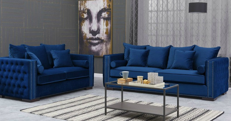 Velvet blue deals sofa bed