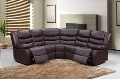 Modern Roma Corner Brown Leather Recliner Sofa with Drink Holder-Leather Sofa-Chic Concept