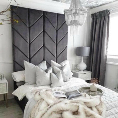 New Chevron Design Wall Mounted Headboard Fabric Upholstered Bed - Build Your Bed-Bed-Chic Concept