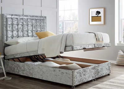 New Small Cubic Border Button Bespoke Divan Ottoman Storage Bed-Bed-Chic Concept