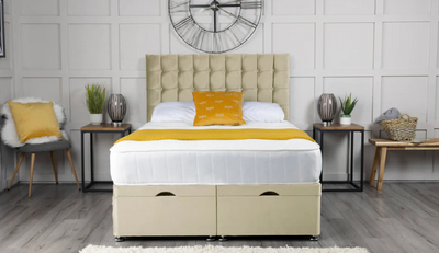 New Small Cubic Buttoned Divan Ottoman Storage Bed-Bed-Chic Concept