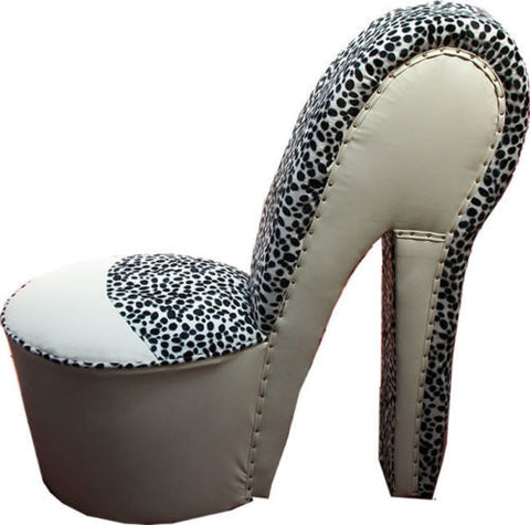 Bespoke White Leather & Dalmation Stiletto Shoe Chair-Shoe Chair-Chic Concept