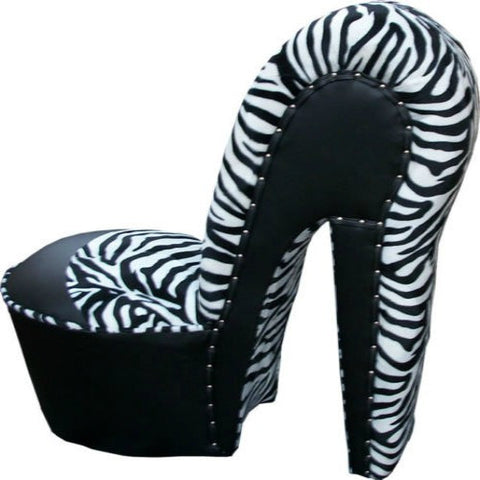 Bespoke Black Leather & Zebra Stiletto Shoe Chair-Shoe Chair-Chic Concept