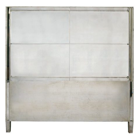 Vintage Venezia Antique Silver Mirror Headboard-Mirrored Furniture-Chic Concept