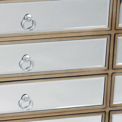 Vintage Venezia Antique Silver Wooden Mirrored Cabinet-Mirrored Furniture-Chic Concept